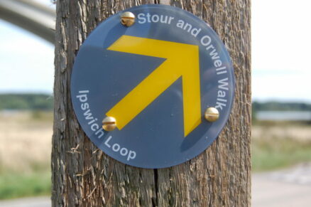 A close up shot of a Stour and Orwell Walk Waymarker Disc
